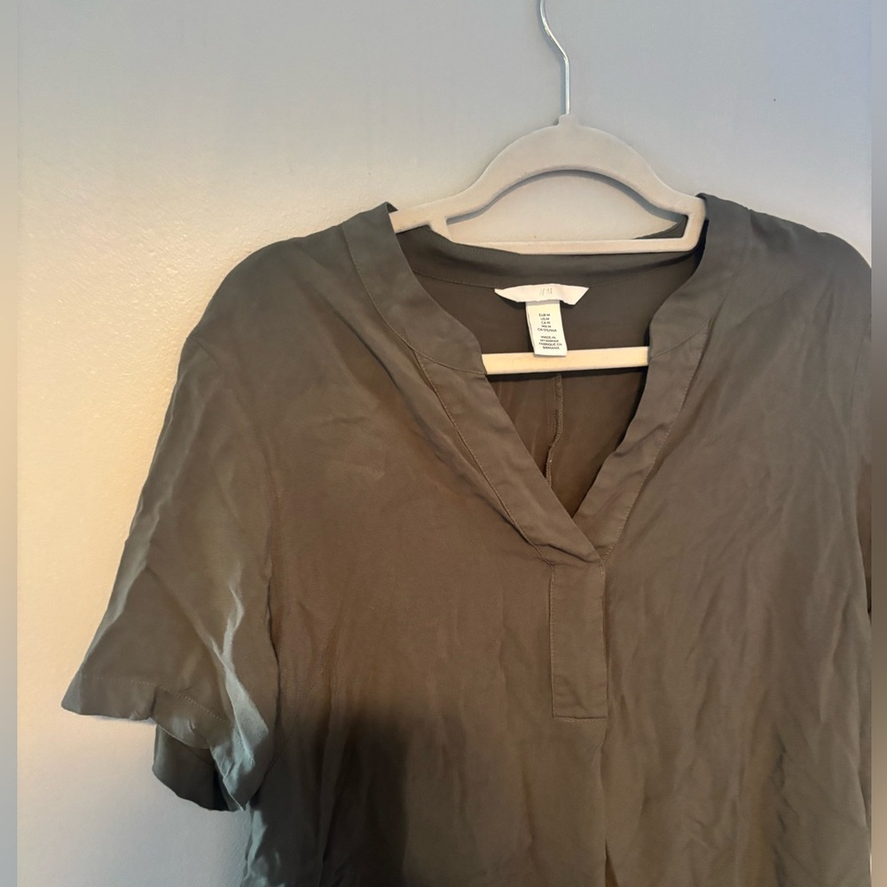 H&M Viscose Tunic Green Midi Dress Size Medium - Picture 4 of 5